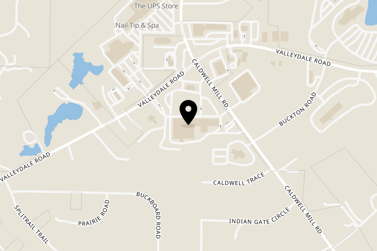 Map showing the location of El Jalisco Valleydale on 2673 Valleydale Rd in Birmingham
